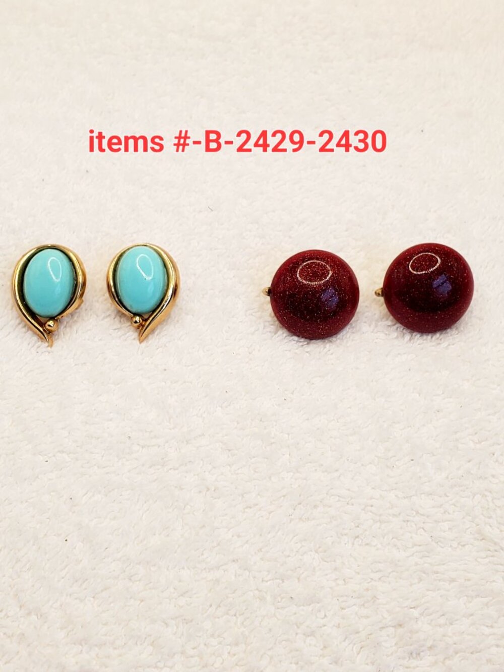 2 Vintage Pair of TRIFARI clip on Earrings, items # B-2429-2430,. wt. 3o grams.